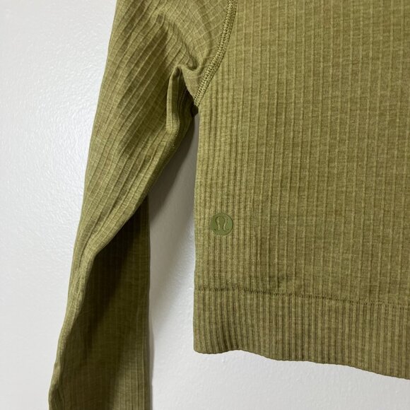 Lululemon Athletic Ebb To Street Long Sleeve Shirt Bronzed Green Women’s Size 4 - Picture 7 of 8